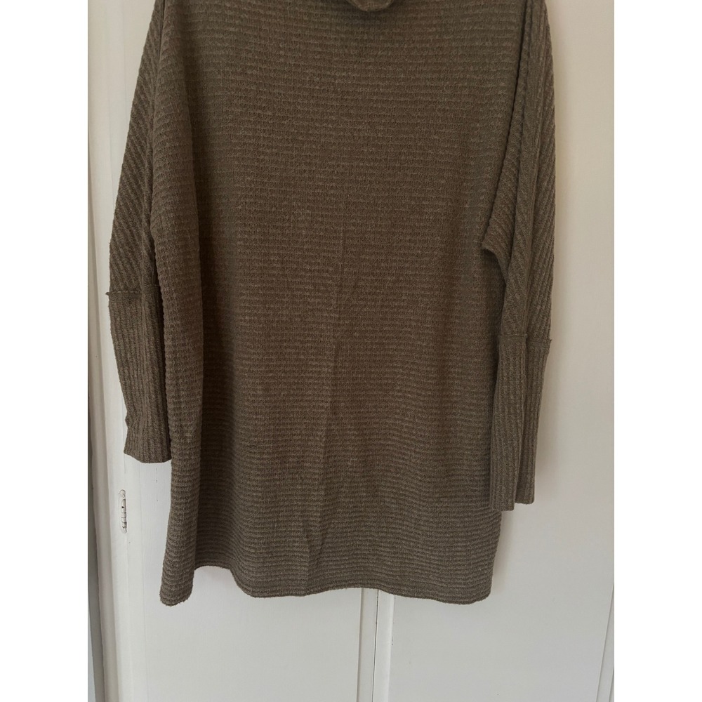 Free People We The Free Ottoman Slouchy Tunic Cowl Neck Ribbed Knit Top Olive L - Picture 3 of 10
